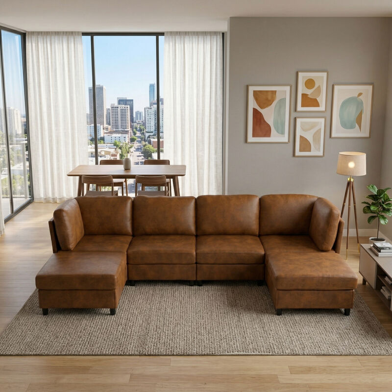 Bukbop Modern Modular Corner Sofa Foil fabric image number 1