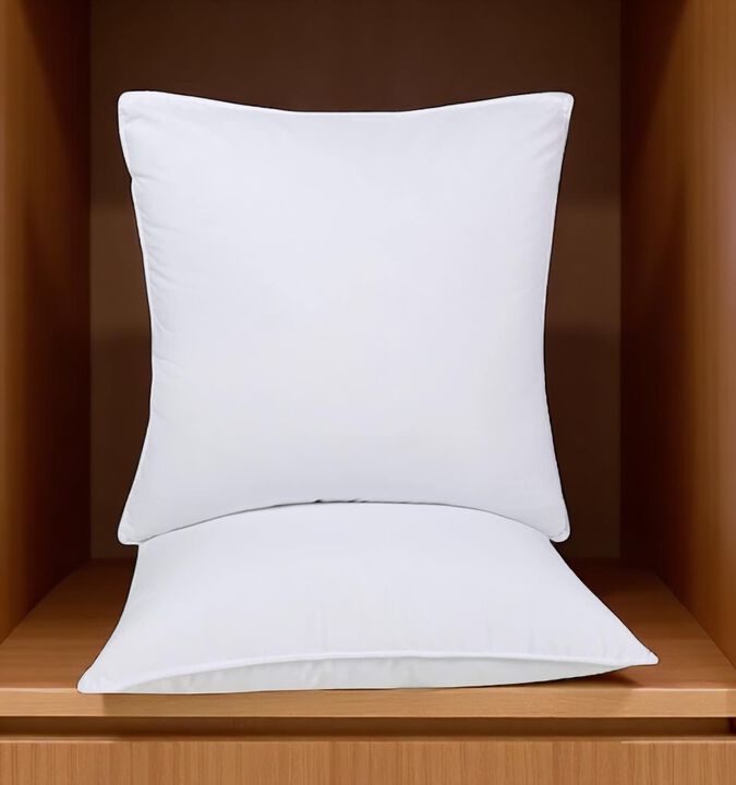 HomeRoots Set of Two Microfiber Down Alternative Medium Hypoallergenic European Size Bed Pillows