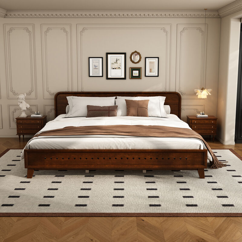 Fedhix solid pine wood king size bed frame image number 1