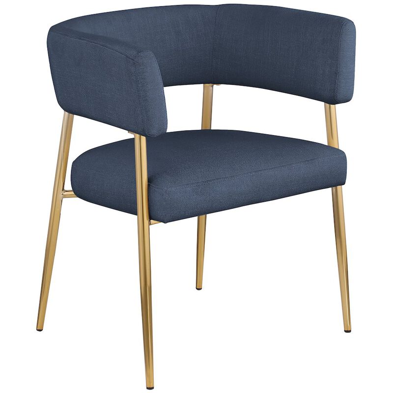 Meridian Furniture Creston Deep Navy Durable Linen Textured Fabric Dining Chair
