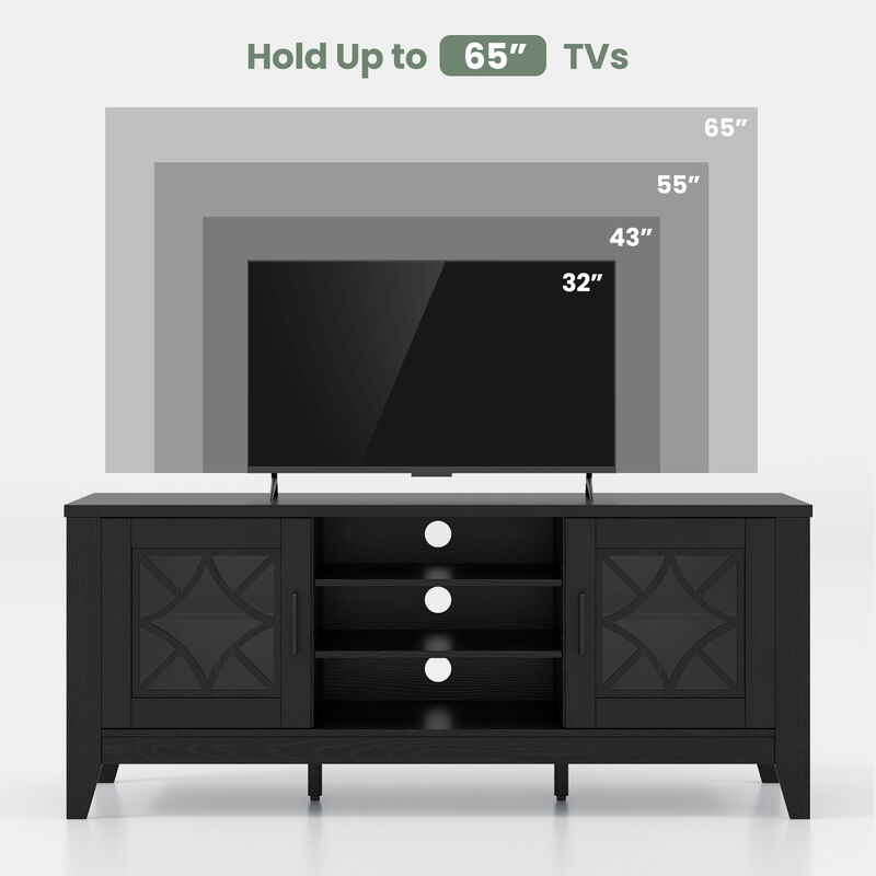 Farmhouse TV Stand for TVs Up to 65 Inches 4 Adjustable Shelves
