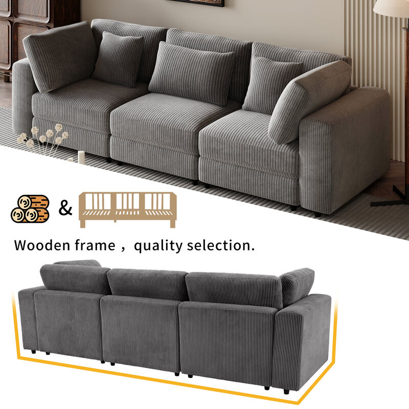 Merax Modern 3 Seater Sofa with 5 Pillows