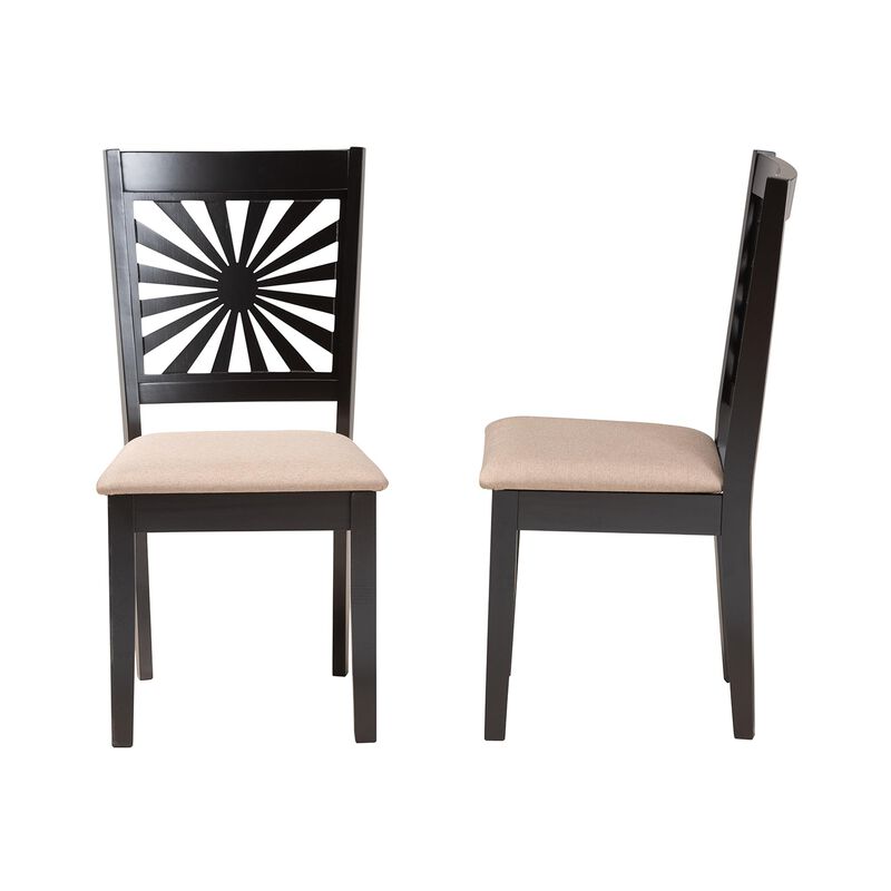 Baxton Studio Olympia Grey Fabric and Walnut Brown Finished Wood 2-Piece Dining Chair Set