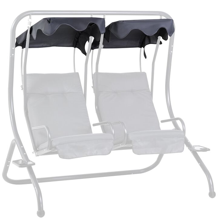 2-Seater Swing Canopy Replacement with Tubular Framework, Outdoor Swing Sunshade Top Cover (Canopy Only), Dark Gray