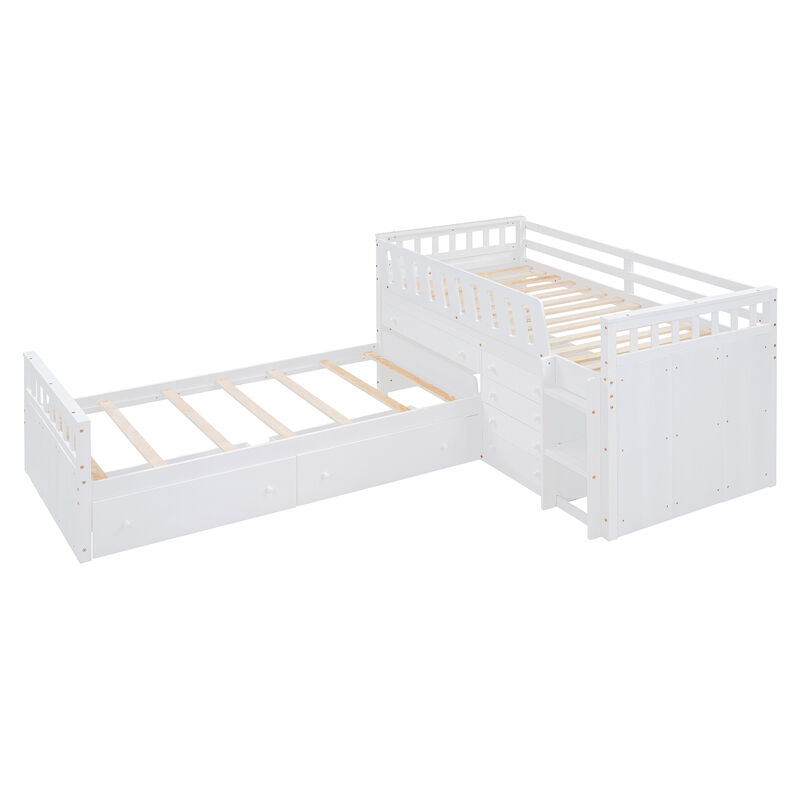 Merax L-shaped Loft Bed  with Platform Bed