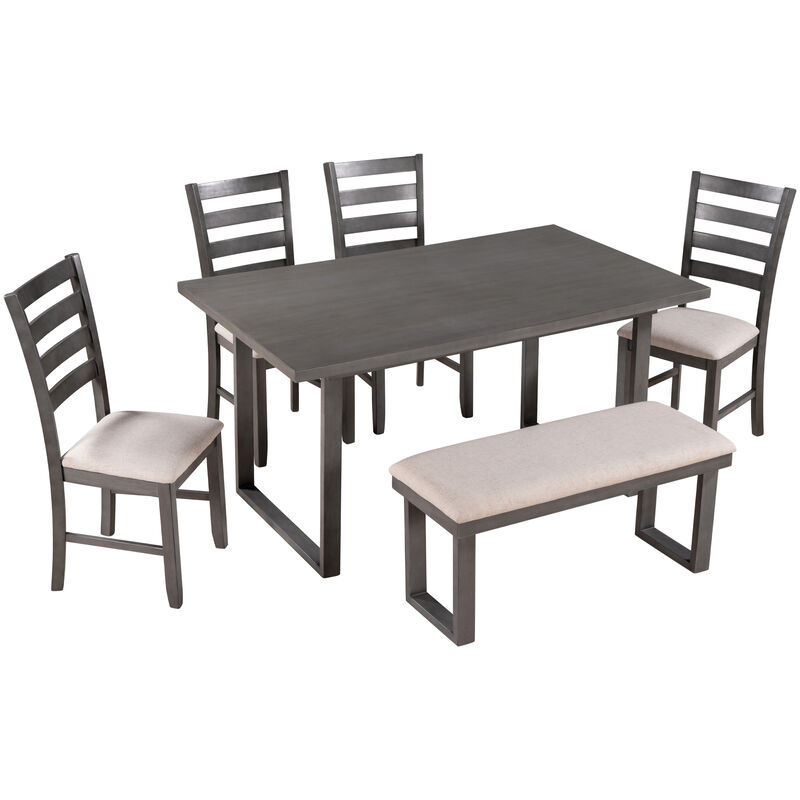 Merax 6-Pieces Solid Wood Dining Set