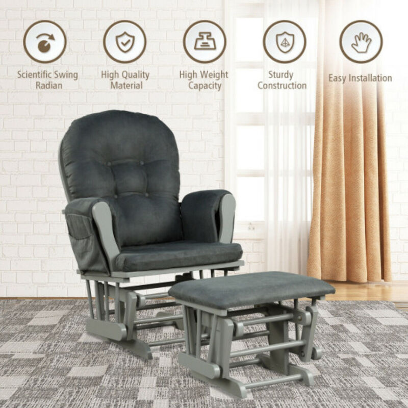 Baby Nursery Relax Rocker Rocking Chair Glider and Ottoman Set