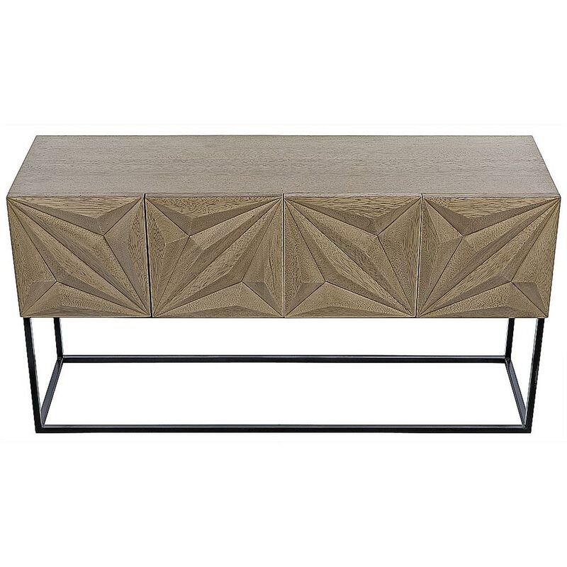 Zurich Console, Bleached Walnut with Steel