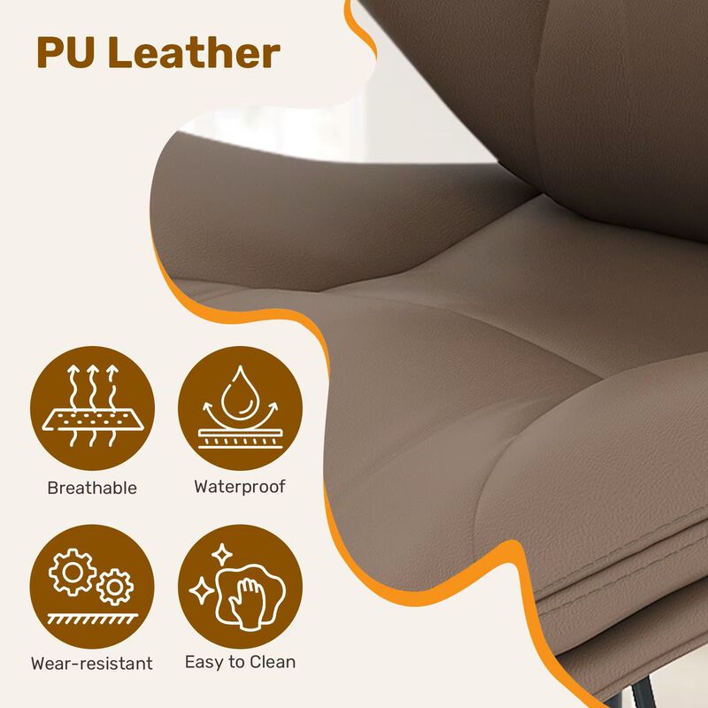 Modern Ergonomic PU Leather Bar Stools, Adjustable Counter Height Stools with Double-Layer Cushion, Steady Stainless Steel Frame Rustic Kitchen Island Chairs for Outdoor image number 3