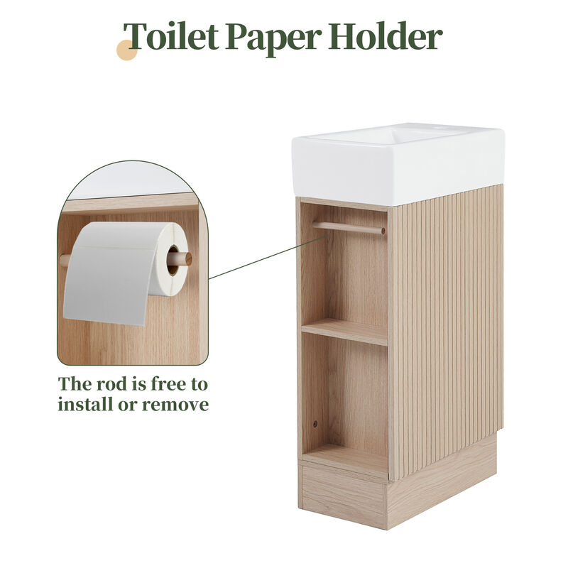 Merax Bathroom Vanity Cabinet with Two-tier Shelf