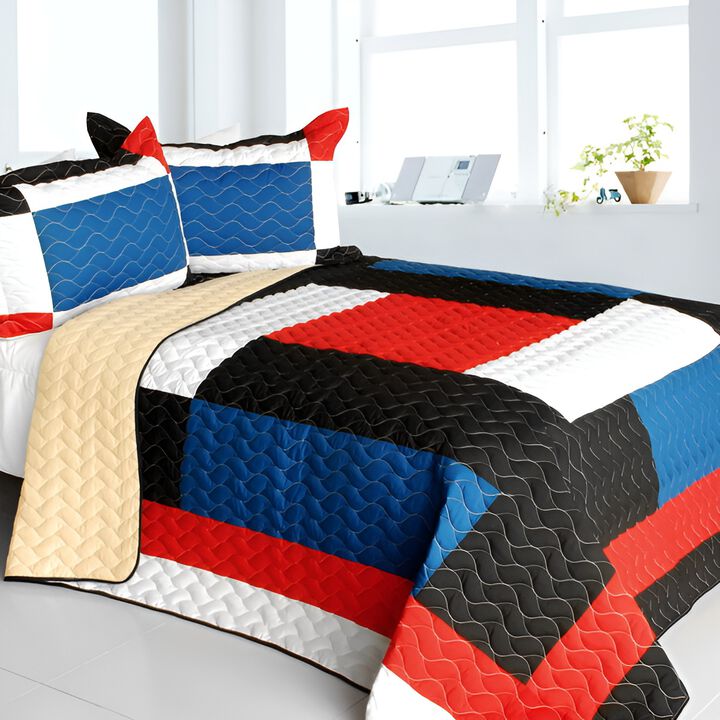 Vermicelli Quilted Patchwork Bedding Set Queen Size Water Ballet Design Set