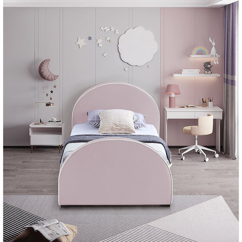 Meridian Furniture Brody Pink Velvet Twin Bed
