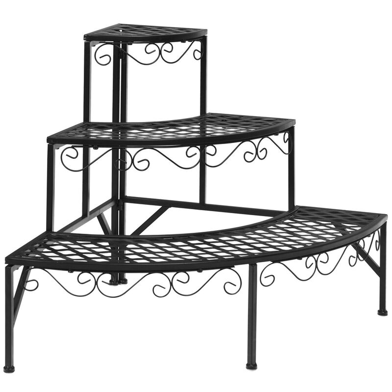 Unique 3 Tier Metal Corner Plant Display Rack for Floral Arrangements