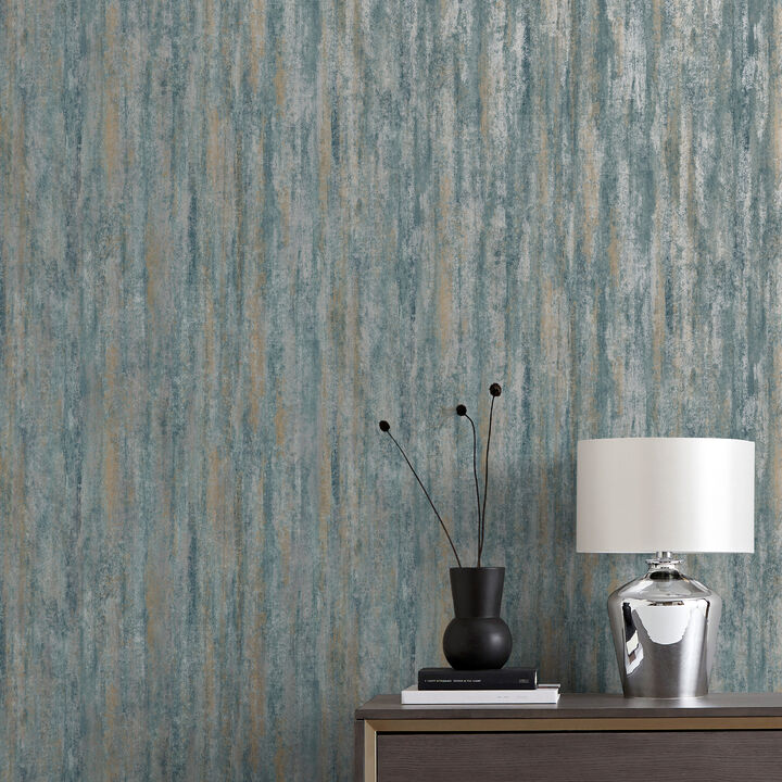 Belen Denim Textured Stripe Wallpaper (Set of 2)