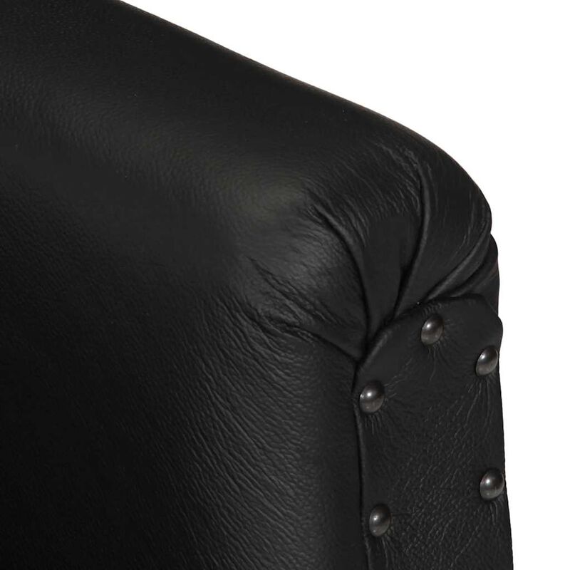 Tub Chair Black Real Goat Leather