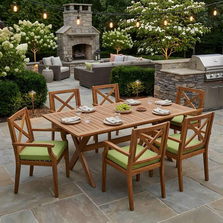 Pemkle 7 Pieces Acacia Wood Outdoor Dining Set