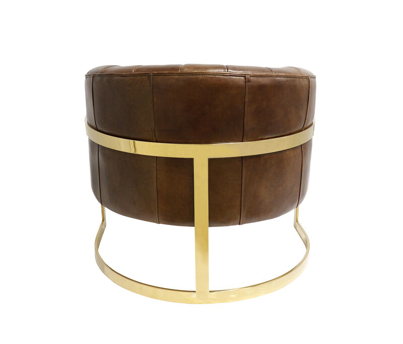 Pasargad Home Castello Genuine Leather Barrel Chair image number 3