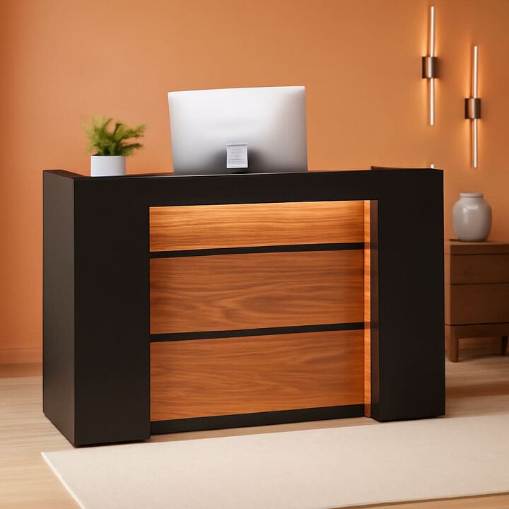 ShipItFurniture 63-Inch Reception Desk Black and Brown