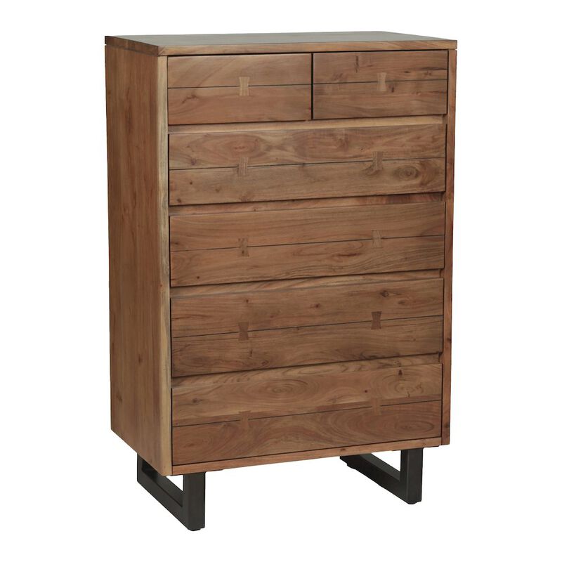 World Interiors Glenwood 34" Tall Chest in Smoked Acacia image number 1