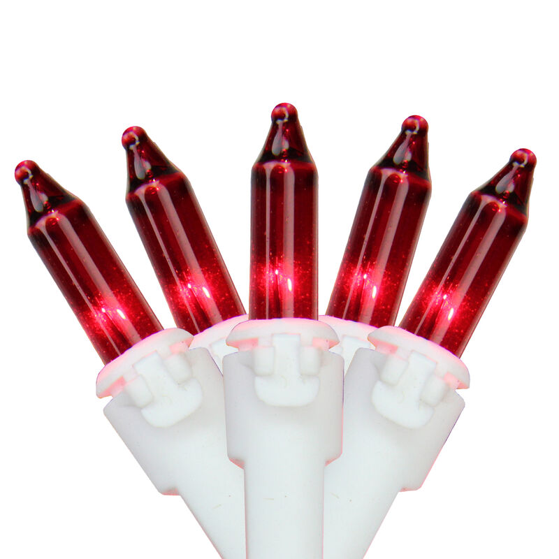 Set of 100 Red Mini Christmas Lights 2.5" Spacing - White Wire image number 0