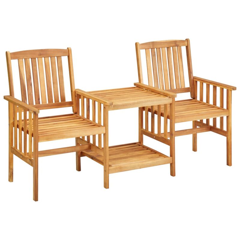 vidaXL Garden Chairs with Tea Table 62.5"x24"x36.2" Solid Acacia Wood