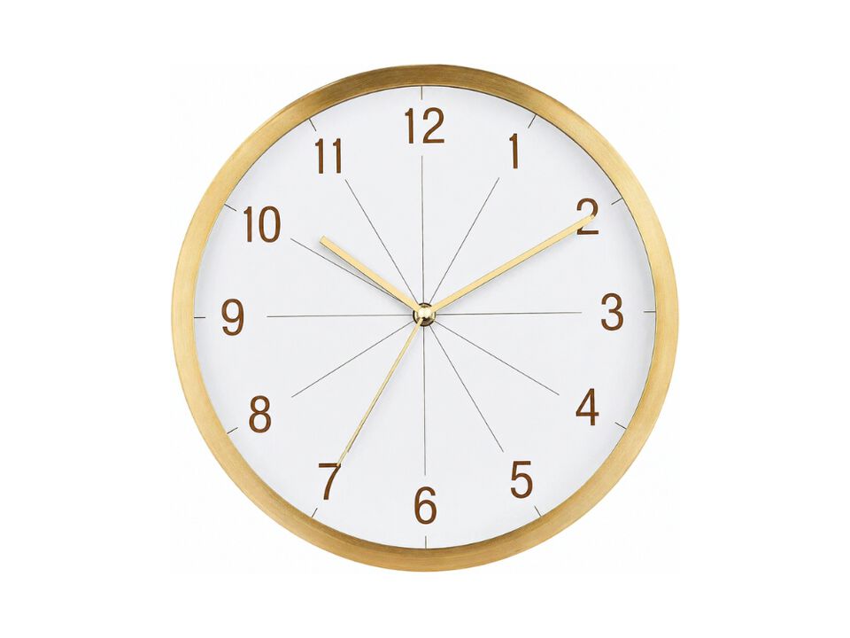 12 Inch Modern Wall Clock Silent Non-Ticking Battery Operated Aluminum for Bedroom Kitchen Living Room Easy to Read Gold Decor