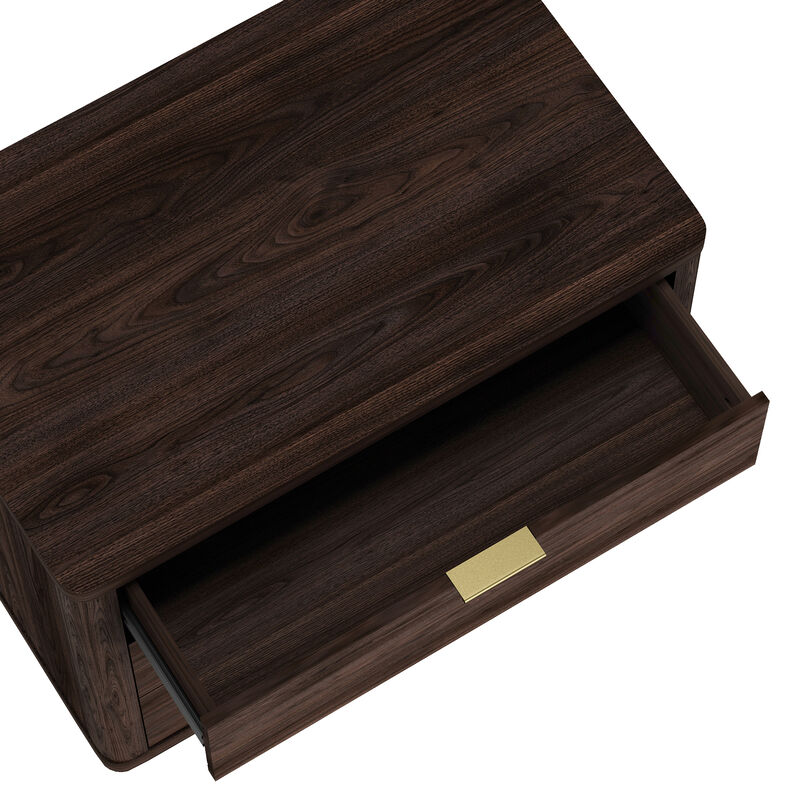 Evelyn Wide 3-Drawer Nightstands in Brown (Set of 2)