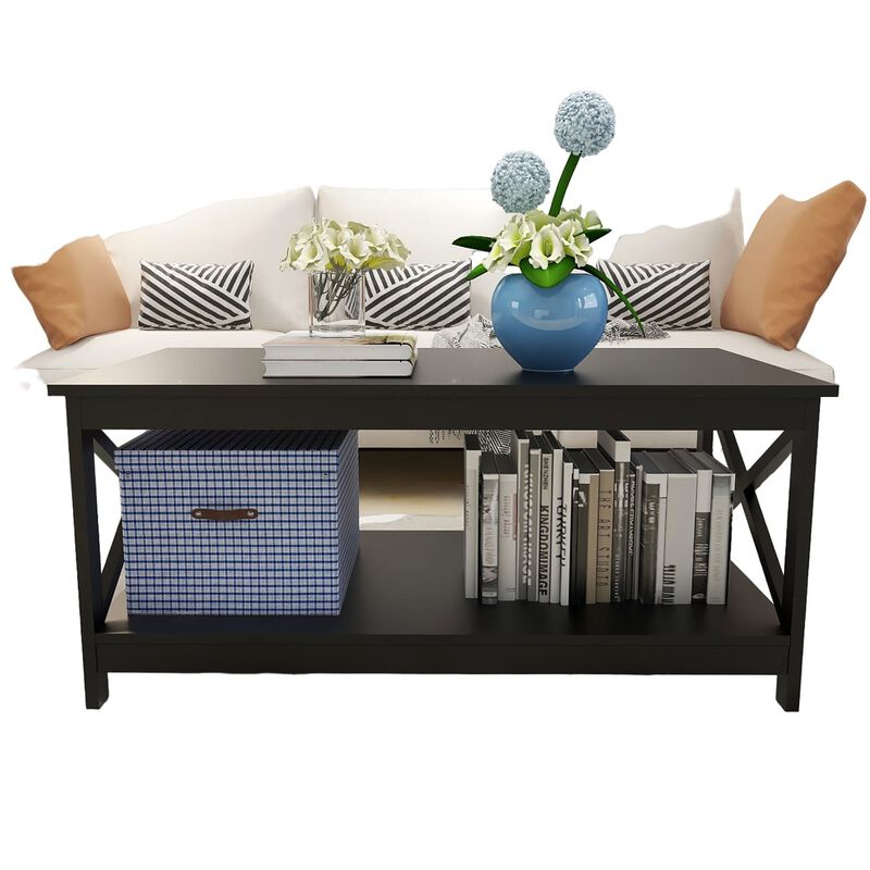 Coffee Table Oxford End Table-Black Color: Sleek and Modern Design, Perfect for Living Room D&Atilde;&copy;cor, 2-tier Storage, Sturdy Construction, 40x20x18 inches