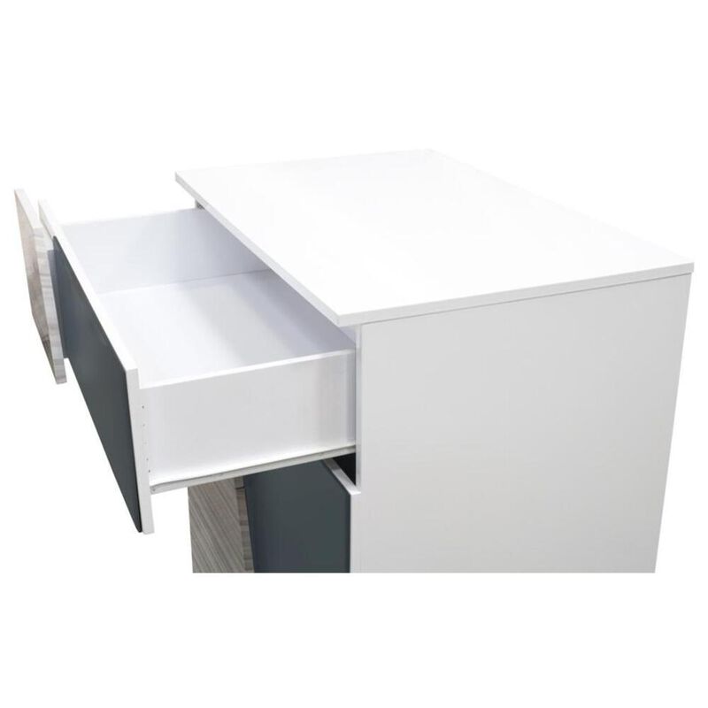 Best Master Furniture Best Master Manchester 5-Drawer Poplar Wood Bedroom Chest in Zebra/White