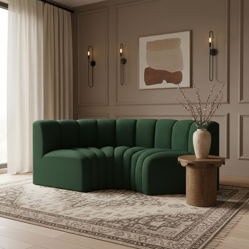 Meridian Furniture Arc Green Boucle Fabric Modular Sofa image number 1