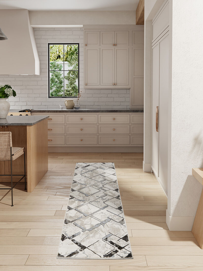 Glitz GLZ02 Ivory/Gray 2'3" x 7'6" Rug