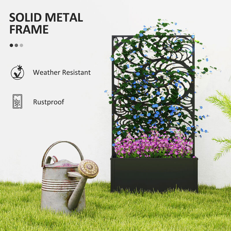 Hivvago Outdoor Metal Planter Box with Built-In Trellis image number 5