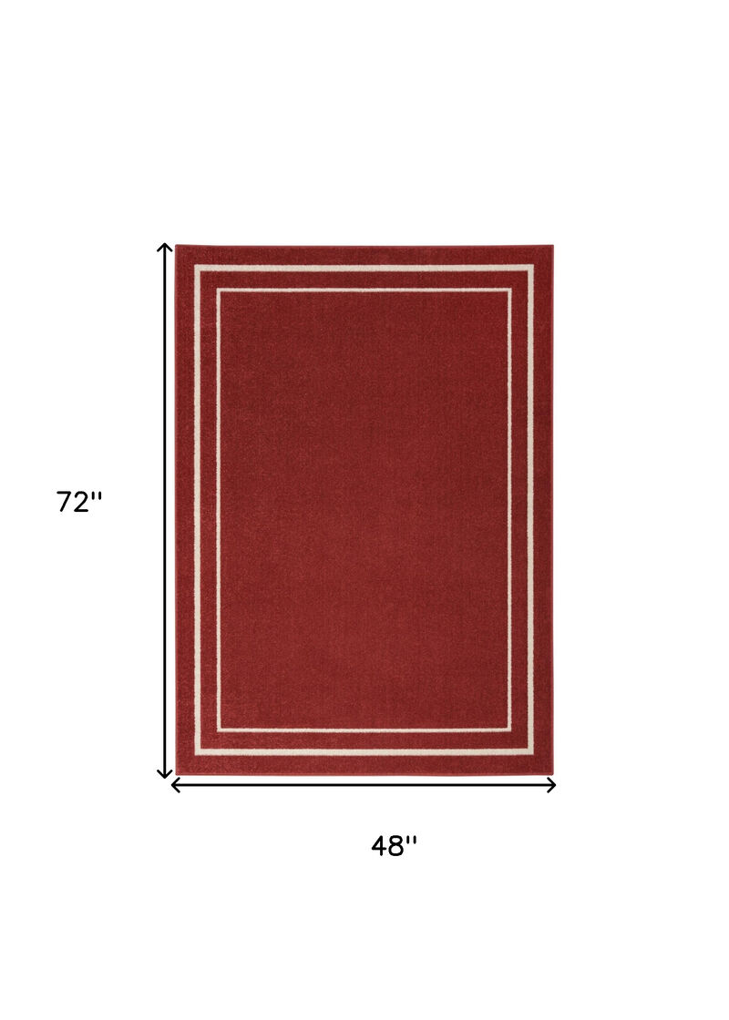 HomeRoots 4' X 6' Brick Red And Ivory Indoor Outdoor Area Rug image number 5