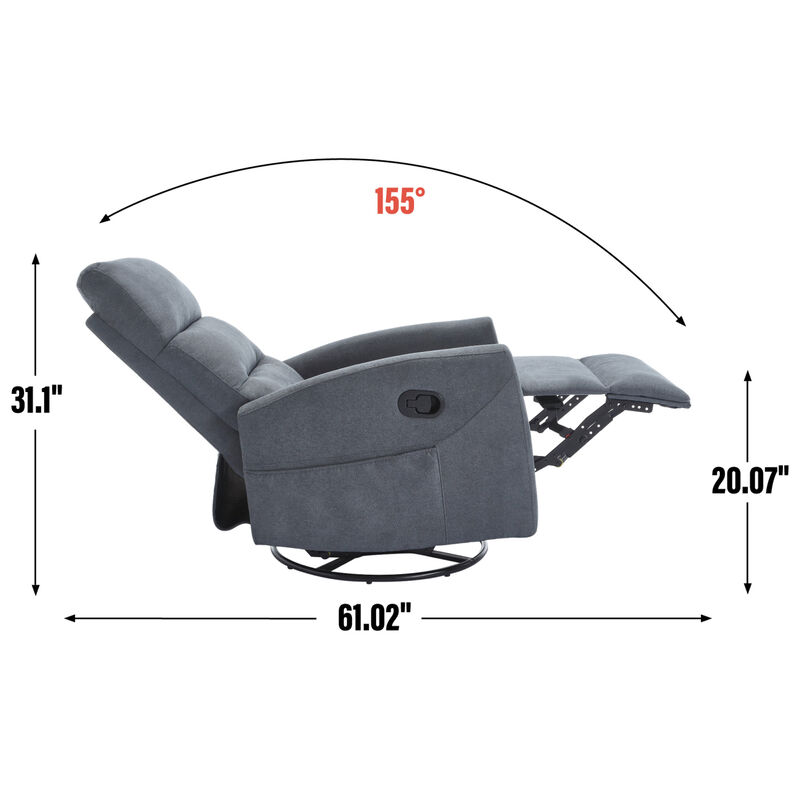 GOODSILO Manual Recliner Chair with Swivel and Rocking Function for Comfortable Living Room Seating image number 8