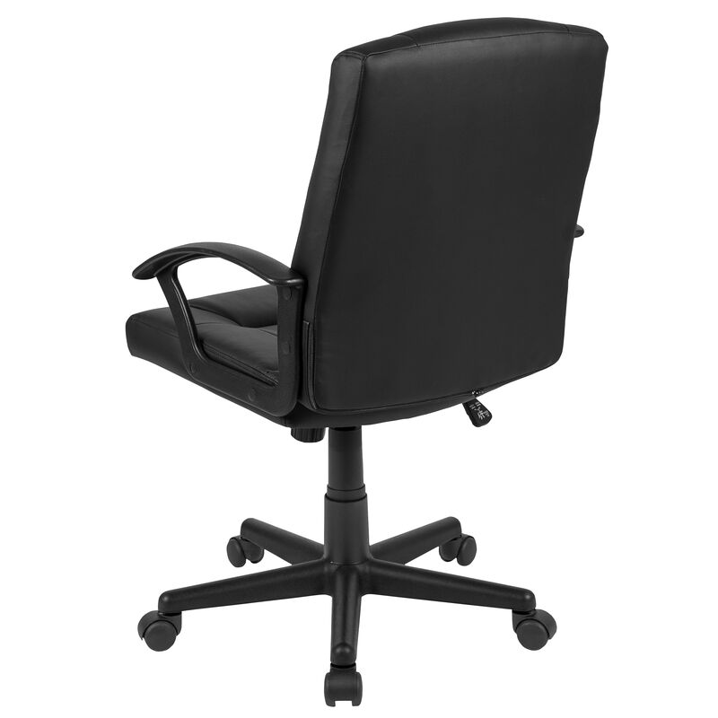 Coffman Flash Fundamentals Mid-Back Black LeatherSoft-Padded Task Office Chair with Arms image number 5