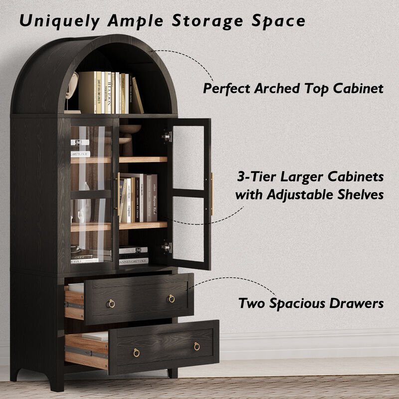 Merax Arched Kitchen Pantry Cabinet with 2 Large Drawers