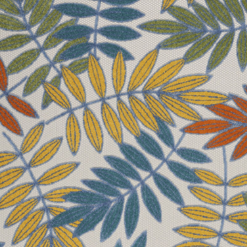 HomeRoots 4' X 6' Ivory Yellow Orange Green And Blue Botanical Leaves Indoor Outdoor Area Rug image number 5