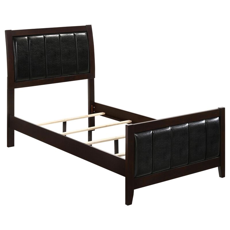 Vida 4pc Twin Size Bedroom Set, Brown Faux Leather Upholstery, Dresser image number 2