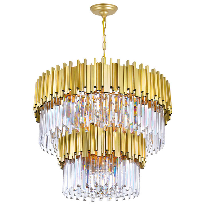 Deco 12 Light Down Chandelier With Medallion Gold Finish