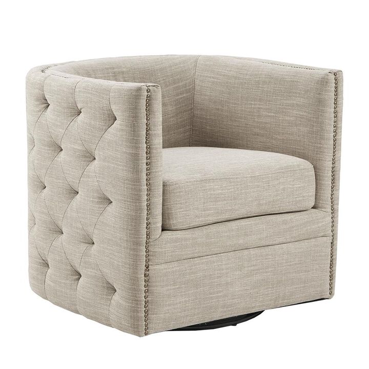 Belen Kox Cream Swivel Lounge Chair, Belen Kox