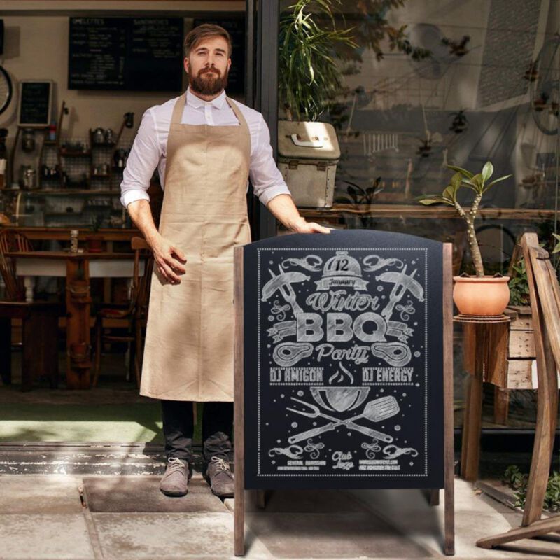 Hivvago 40 Inch Wood A-Frame Sidewalk Wedding Signage Chalkboard