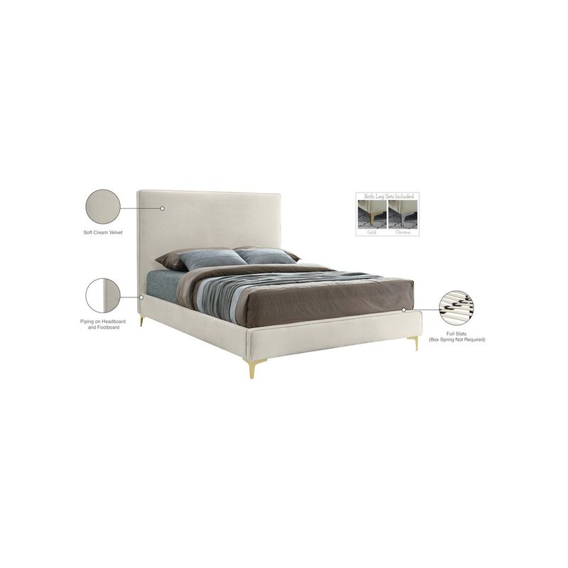 Meridian Furniture Geri Cream Velvet Full Bed