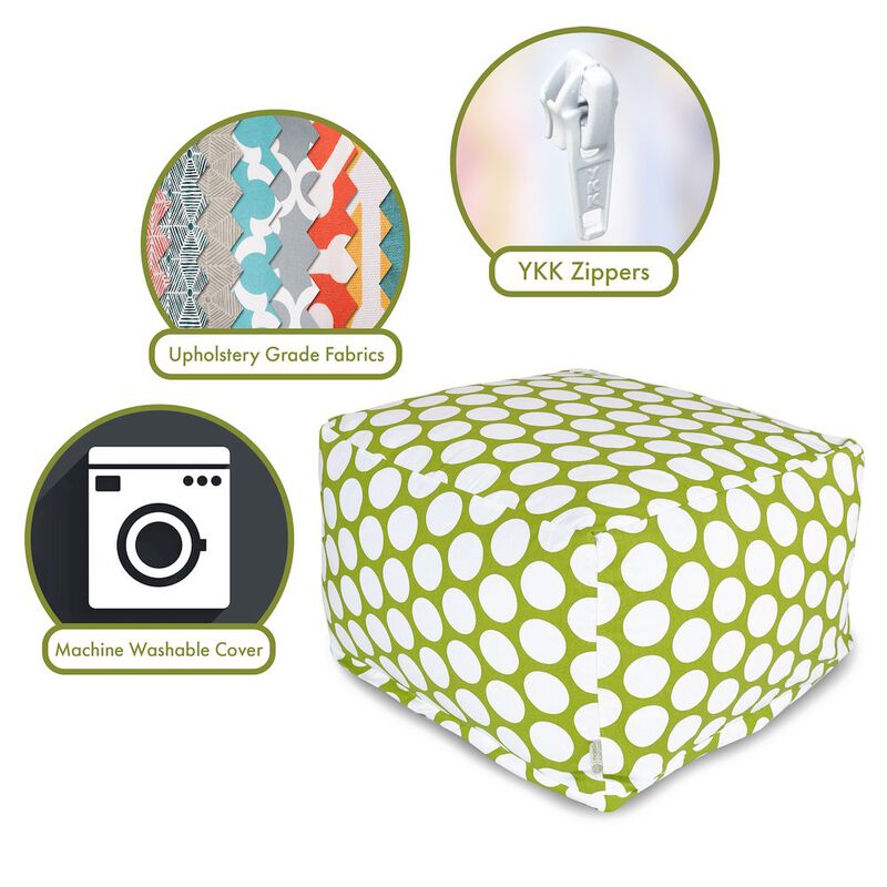 Majestic Home Goods Ottoman Pouf Polka Dot (Large) Hot Green