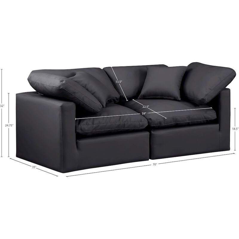 Meridian Furniture Indulge Black Vegan Leather Modular Sofa