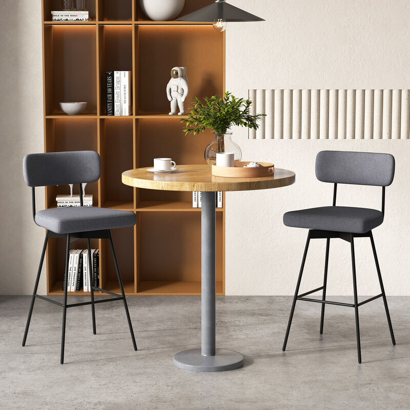 Set of 2 Upholstered Swivel Bar Stools Counter Height for Comfort and Style
