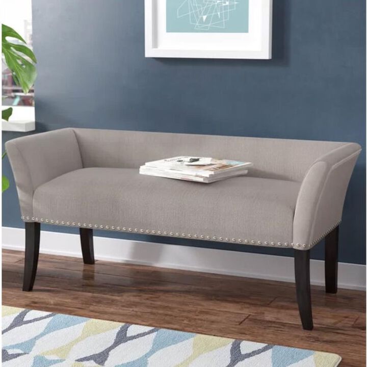Hivvago Modern Mid-Century Grey Upholstered Accent Bench