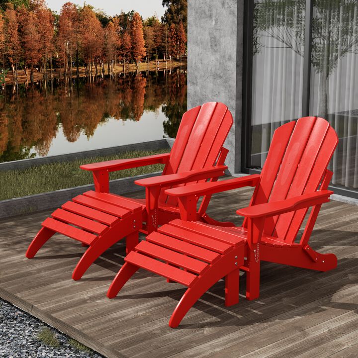 WestinTrends 4-Piece Folding Adirondack Chair With Footrest Ottoman Set