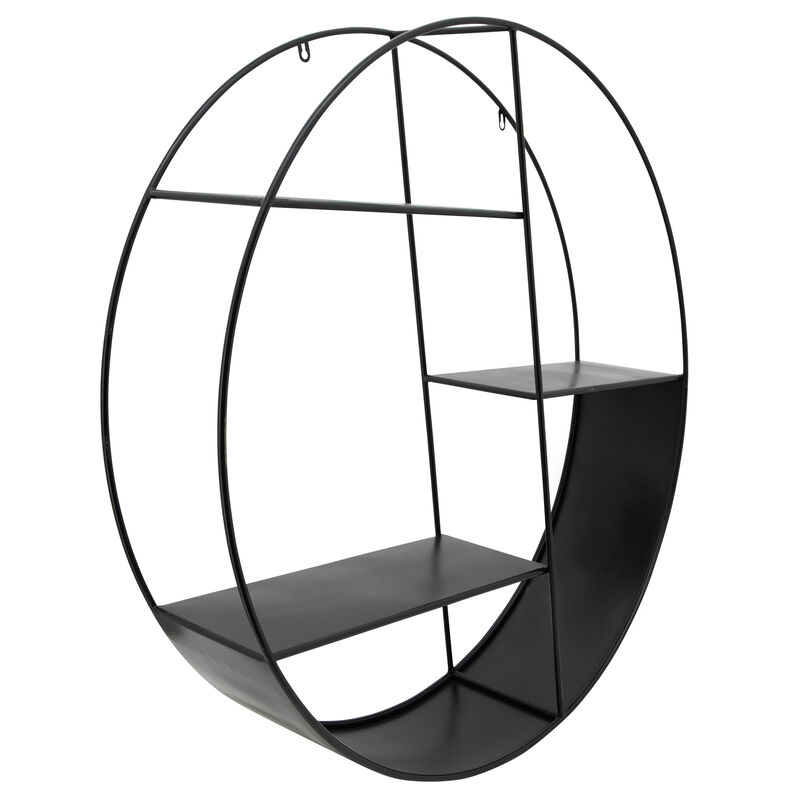 32" 4-layered Round Shelf, Black