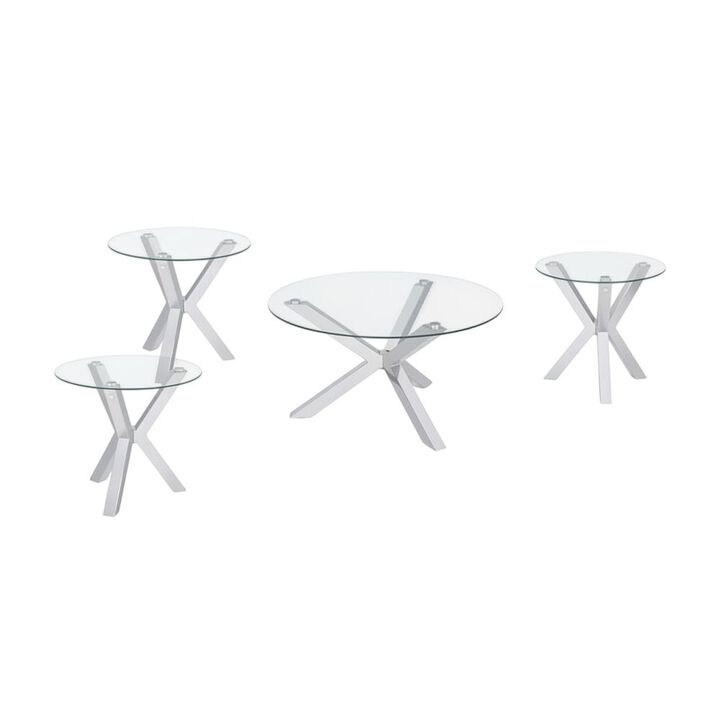 Coaster Kenzie 3-piece Round Coffee and End Table Set Chrome