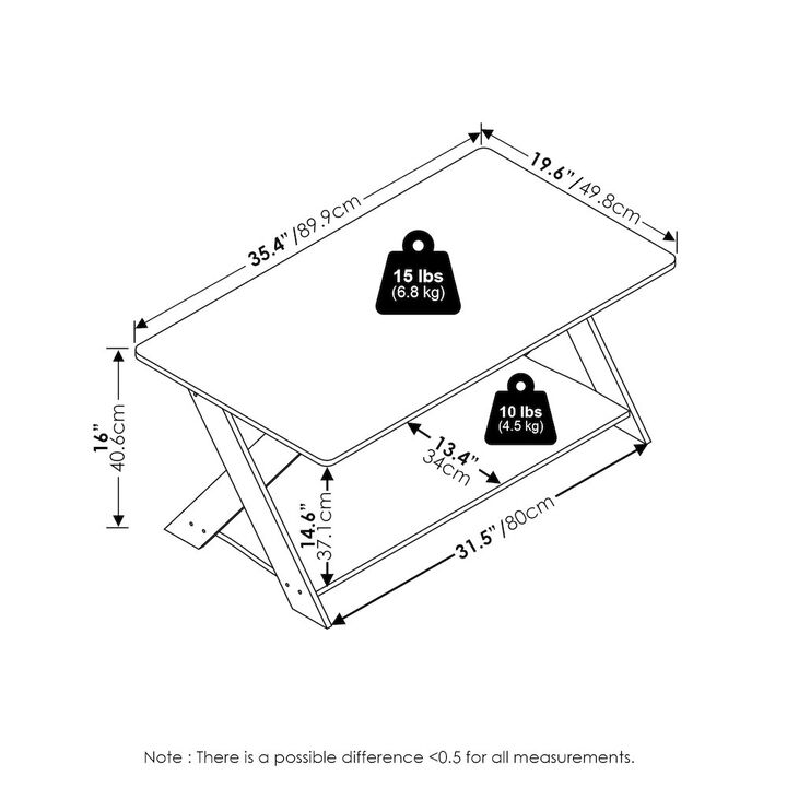 Modern Simplistic Criss-Crossed Coffee Table, Amber Pine